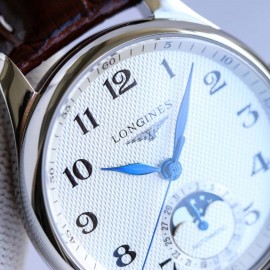 Longines Leather Strap Multifunctional Watch For Women Brown