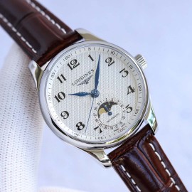 Longines Leather Strap Multifunctional Watch For Women Brown