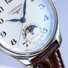 Longines Leather Strap Multifunctional Watch For Women Brown