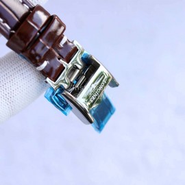 Longines Leather Strap Multifunctional Watch For Women Brown