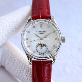 Longines Leather Strap Multifunctional Watch For Women Red