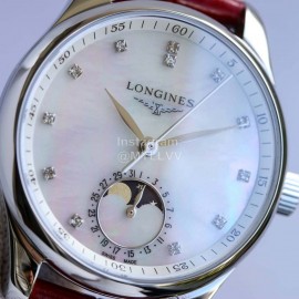 Longines Leather Strap Multifunctional Watch For Women Red
