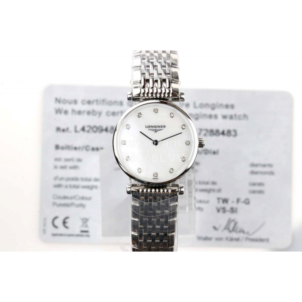 Longines Ultra Thin Dial Silver Steel Strap Watch