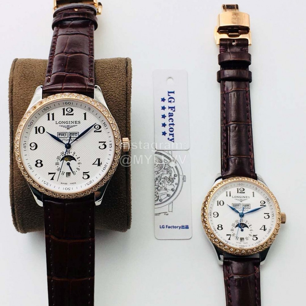 Longines Lg Factory 316l Fine Steel Case Leather Strap Watch