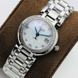 Longines Lg Factory Sapphire Glass Diamond Mechanical Watch Silver
