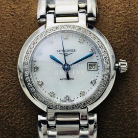 Longines Lg Factory Sapphire Glass Diamond Mechanical Watch Silver