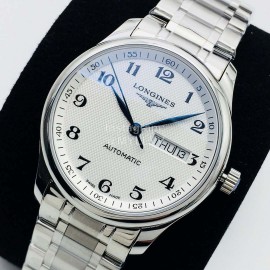 Longines Lg Factory Steel Strap Calendar Watch Silver
