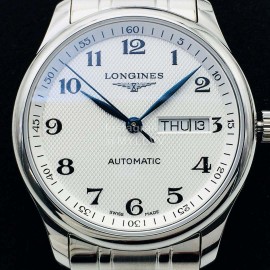 Longines Lg Factory Steel Strap Calendar Watch Silver