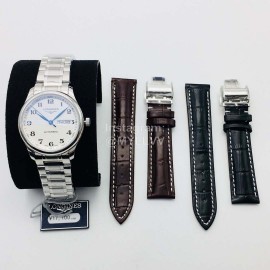 Longines Lg Factory Steel Strap Calendar Watch Silver