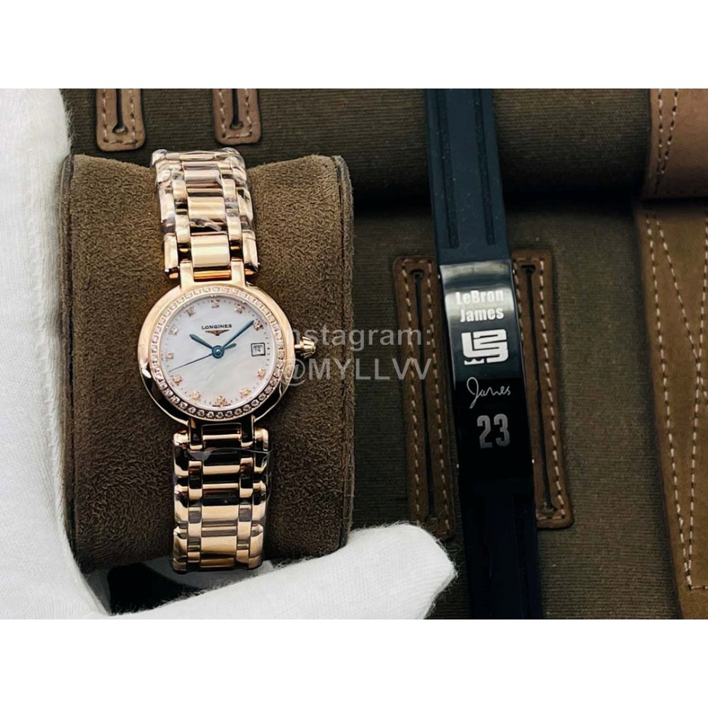 Longines Lg Factory 26.5mm Dial Steel Strap Watch Gold