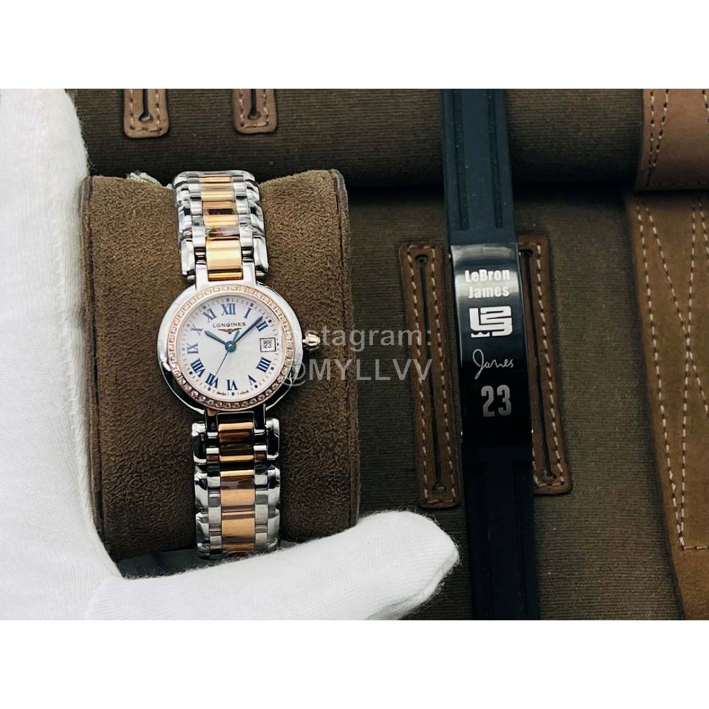 Longines Lg Factory 26.5mm Dial Steel Strap Diamond Watch