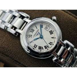 Longines Lg Factory 26.5mm Roman Numeral Dial Steel Strap Watch Silver