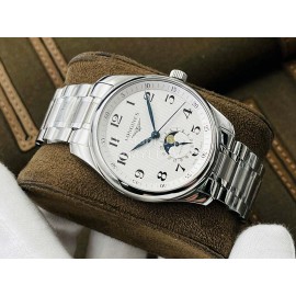 Longines Lg Factory Lunar Phase Function Steel Strap Watch Silver