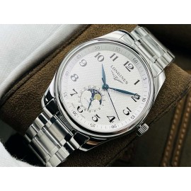 Longines Lg Factory Lunar Phase Function Steel Strap Watch Silver