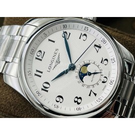 Longines Lg Factory Lunar Phase Function Steel Strap Watch Silver