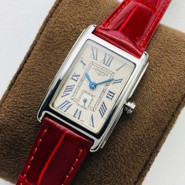 Longines Lg Factory Leather Strap Square Dial Watch Red