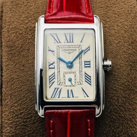 Longines Lg Factory Leather Strap Square Dial Watch Red