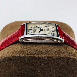 Longines Lg Factory Leather Strap Square Dial Watch Red