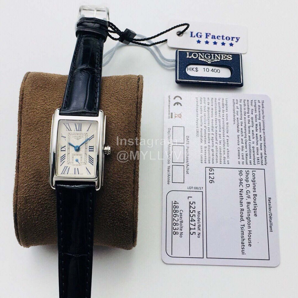 Longines Lg Factory Leather Strap Square Dial Watch Black