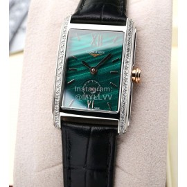 Longines Leather Strap 200m Waterproof Diamond Watch