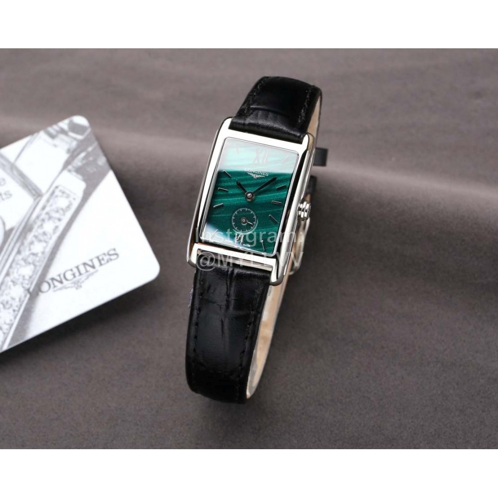 Longines Leather Strap 200m Waterproof Green Dial Watch