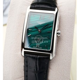 Longines Leather Strap 200m Waterproof Green Dial Watch