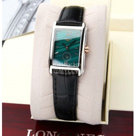 Longines Leather Strap 200m Waterproof Green Dial Watch