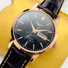Longines Lg Factory 40mm Dial Leather Strap Black Dial  Watch