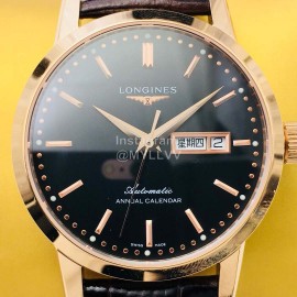 Longines Lg Factory 40mm Dial Leather Strap Black Dial  Watch