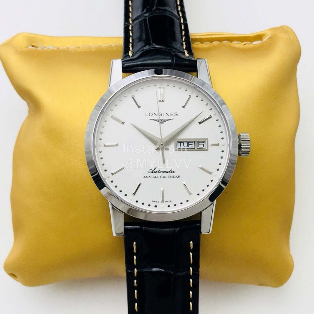 Longines Lg Factory Leather Strap 40mm Dial White Dial Watch