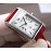 Longines Diamond Square Dial Red Leather Strap Watch