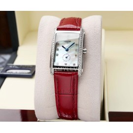 Longines Diamond Square Dial Leather Strap Watch