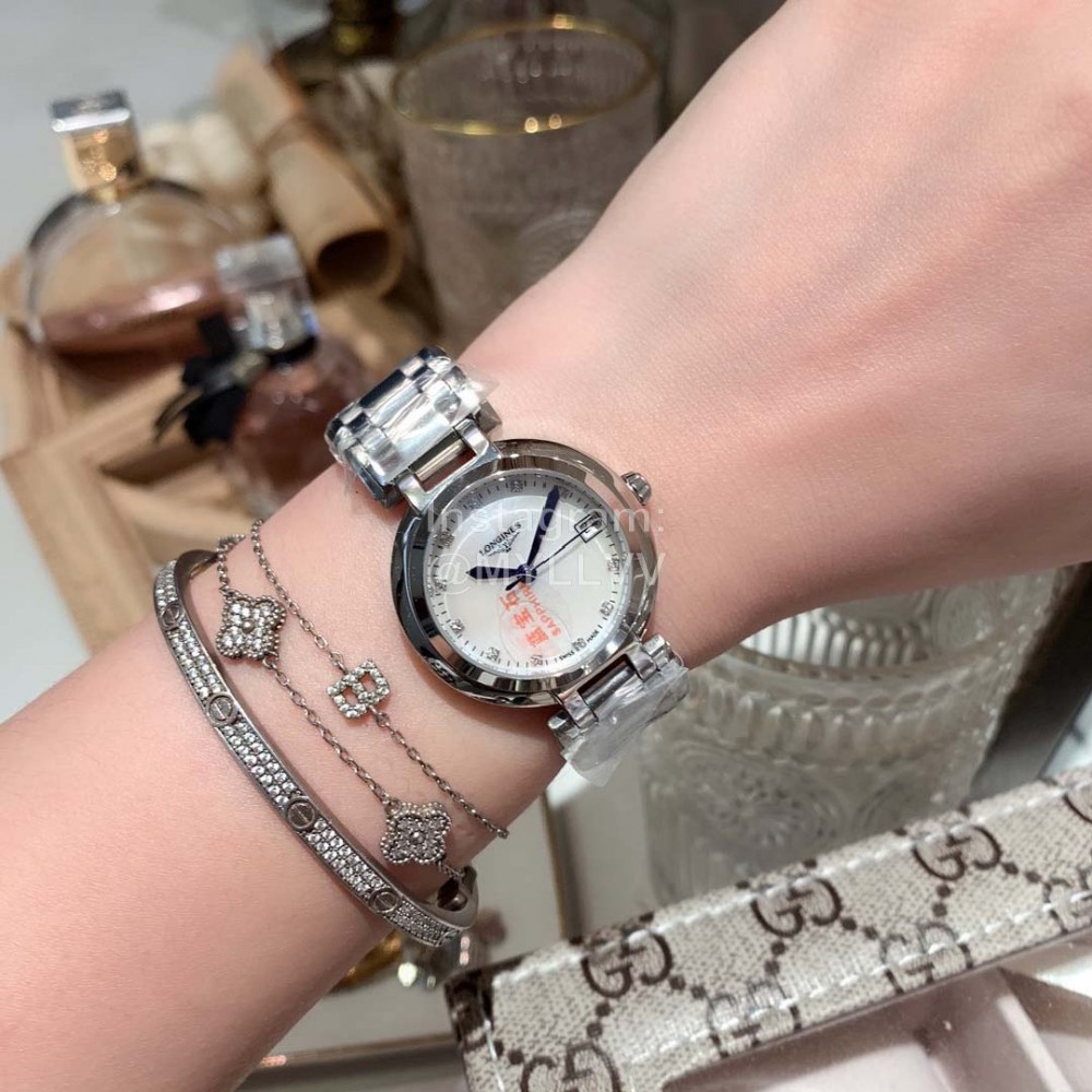 Longines 316 Fine Steel Round Dial Quartz Watch White