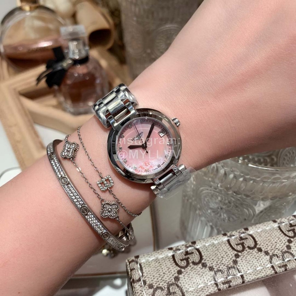 Longines 316 Fine Steel Round Dial Quartz Watch Pink