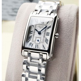 Longines Silver Steel Strap Square Dial Watch