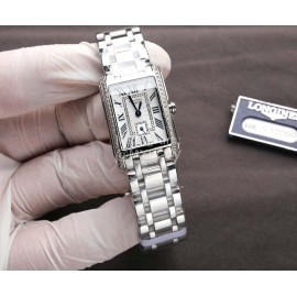 Longines Silver Steel Strap Square Dial Watch