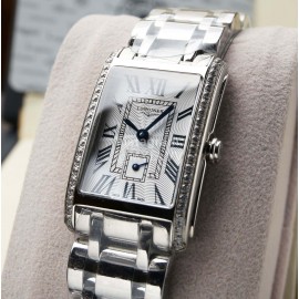 Longines Silver Steel Strap Square Dial Watch