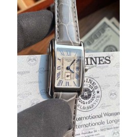 Longines Roman Numeral Square Dial Leather Strap Watch