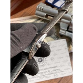 Longines Roman Numeral Square Dial Leather Strap Watch