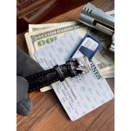 Longines Roman Numeral Square Dial Black Leather Strap Watch