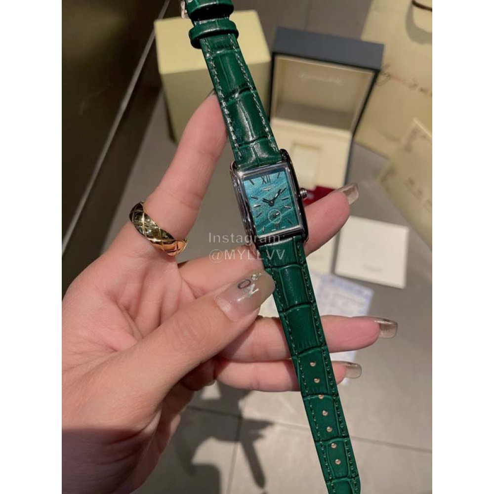 Longines Green Square Dial Quartz Watch For Women