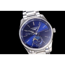 Longines Lunar Phase Watch Steel Strap Watch Navy