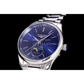 Longines Lunar Phase Watch Steel Strap Watch Navy