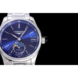 Longines Lunar Phase Watch Steel Strap Watch Navy