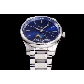 Longines Lunar Phase Watch Steel Strap Watch Navy