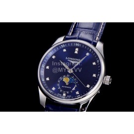 Longines Lunar Phase Watch Leather Strap Watch Navy