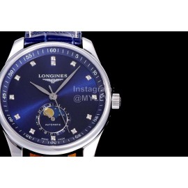 Longines Lunar Phase Watch Leather Strap Watch Navy