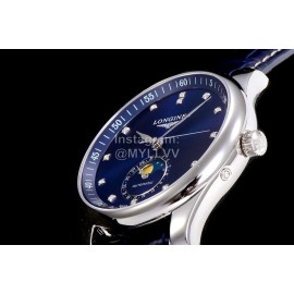Longines Lunar Phase Watch Leather Strap Watch Navy