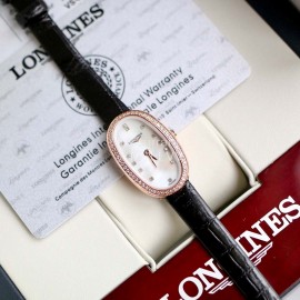 Longines Ultra Thin Dial Leather Strap Quartz Watch For Women