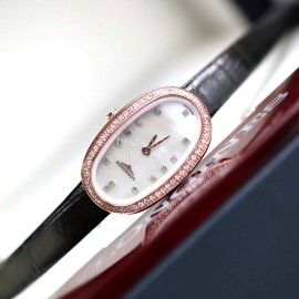 Longines Ultra Thin Dial Leather Strap Quartz Watch For Women